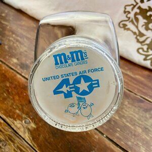 Vintage 80s M&M Chocolate Candies United States Air Force Glass Canister Jar